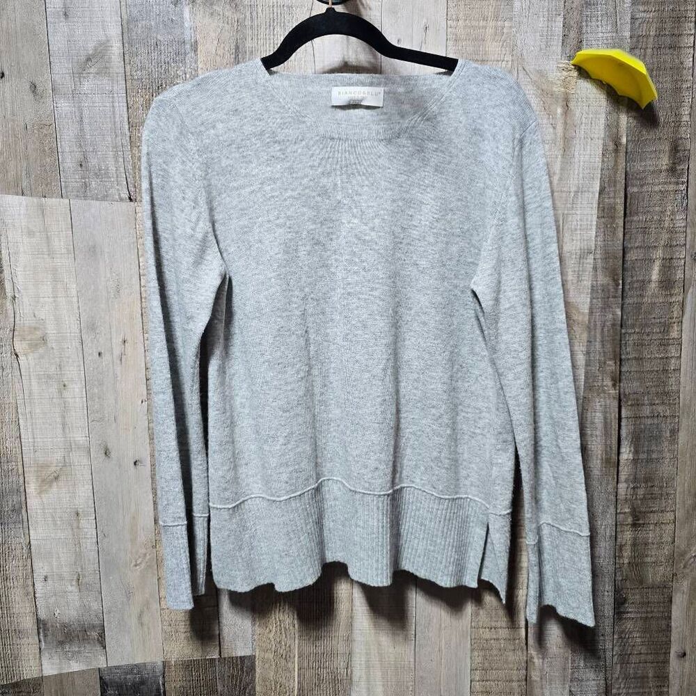 Bianco & Blu Italy Grey Silk Cashmere Wool Blend Sweater Small Designer Luxury